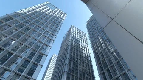 Modern office high rise skyscraper buildings Stock Footage 145341756