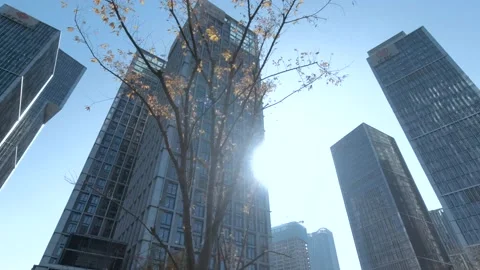 Modern office high rise skyscraper buildings Stock Footage 145341848