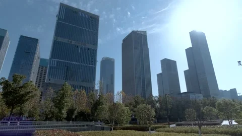 Modern office high rise skyscraper buildings Stock Footage 145341868