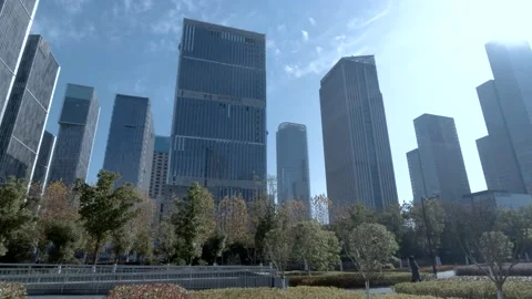 Modern office high rise skyscraper buildings Stock Footage 145341871
