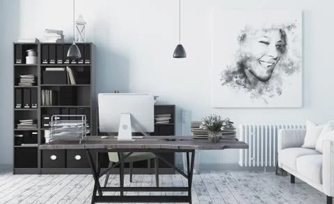 Modern office interior. 3d render Stock Illustration