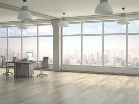 Modern office interior. 3D render Fotos de archivo