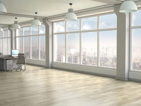 Modern office interior. 3D render Stock Photos