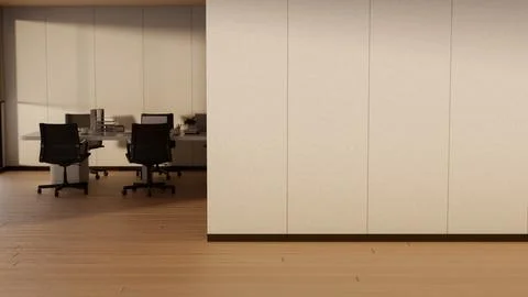 Modern office interior with blank wall copy space and workspace Stock Illustration