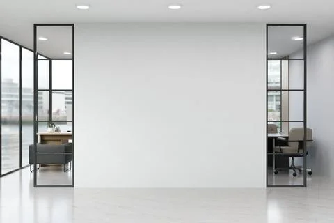 Modern office interior with blank white wall and copy space Stock Illustration