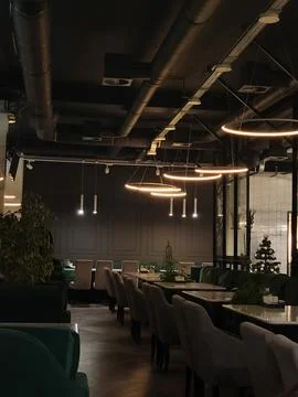 Modern office interior with ceiling lighting Stock Photos