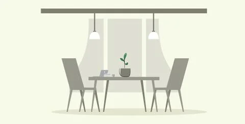 Modern office interior creative co-working workplace table with chairs empty no Stock Illustration