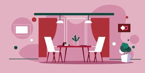 Modern office interior creative co-working workplace table with chairs empty no Stock Illustration