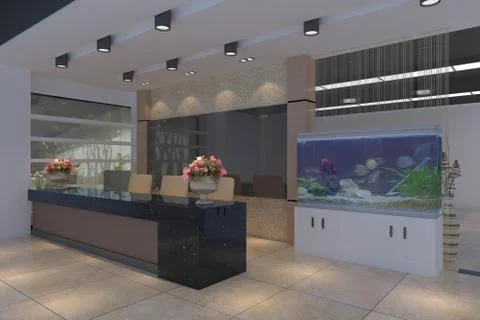 The modern office interior design 3d Illustration Stock-Illustration