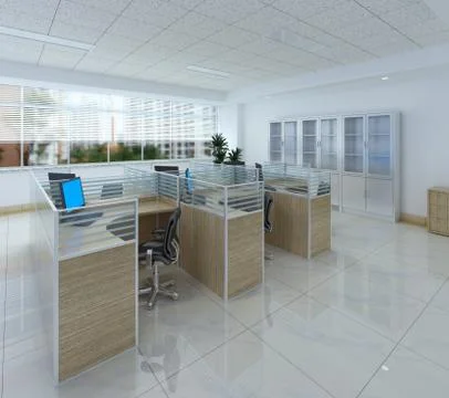 The modern office interior design 3d Illustration Stock Illustration