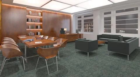 The modern office interior design 3d Illustration Stock-Illustration