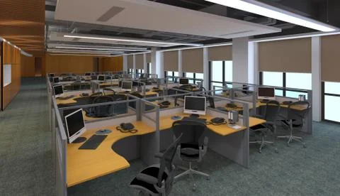 The modern office interior design 3d Illustration Stock-Illustration