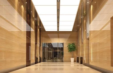 The modern office interior design 3d Illustration Stock Illustration