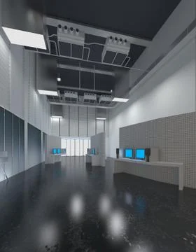 The modern office interior design 3d Illustration Stock Illustration