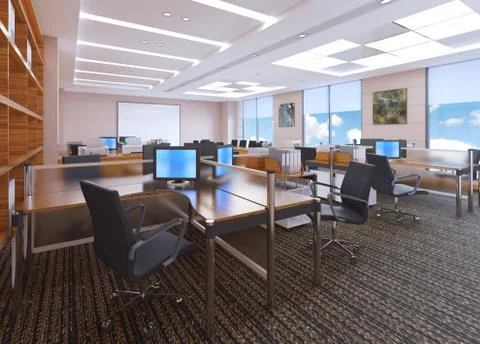 The modern office interior design 3d Illustration Stock-Illustration