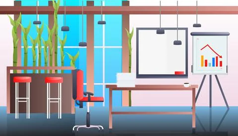 Modern office interior empty no people cabinet room with furniture Stock Illustration