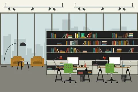 Modern office interior in flat style. Stock Illustration