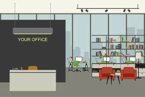 Modern office interior in flat style. Stock Illustration