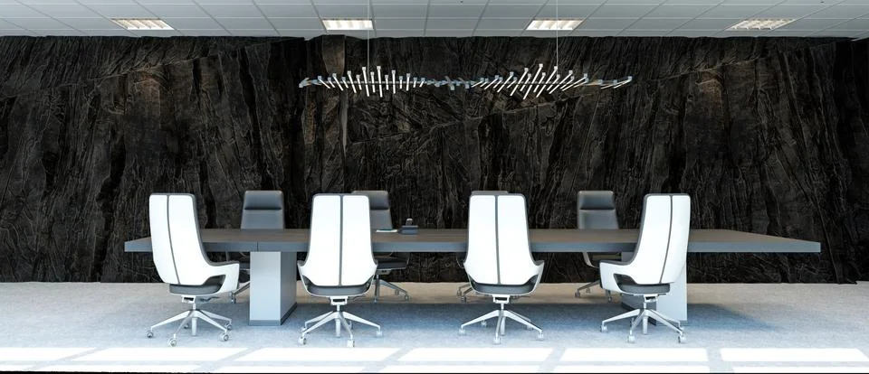 Modern office interior with rock feature Stock Illustration