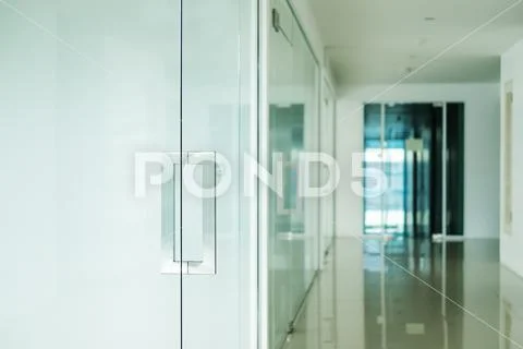 Modern office interior, selective on doorknob Stock-Fotos