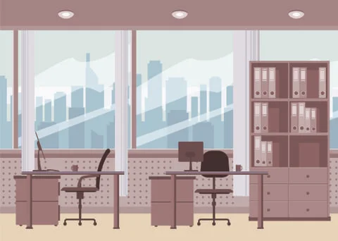 Modern office interior. Vector cartoon style, illustration, isolated 스톡 일러스트
