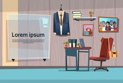Modern Office Interior Workplace Empty Chair Desk Illustrazione stock