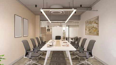 Modern Office Interiors Embracing Simplicity and Functionality Stock-Illustration