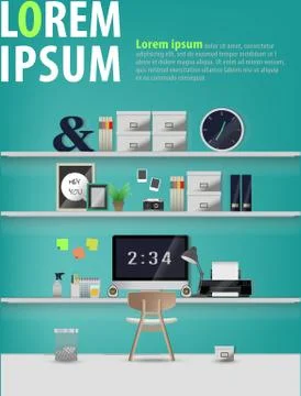 Modern office interior,work space Stock Illustration