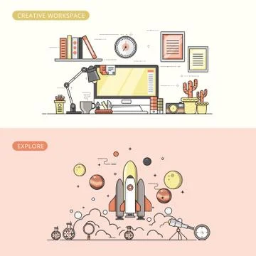 Modern Office Interior,work Space. Stock Illustration