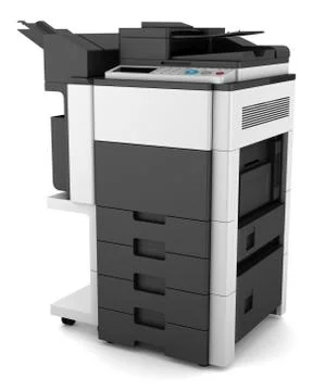 Modern office multifunction printer isolated on white background Stock Illustration