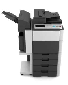 Modern office multifunction printer isolated on white background Stock Illustration