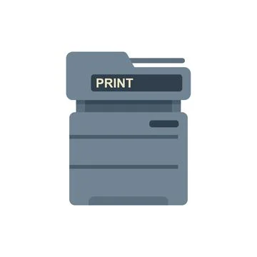 Modern office multifunction printer printing documents icon Stock Illustration