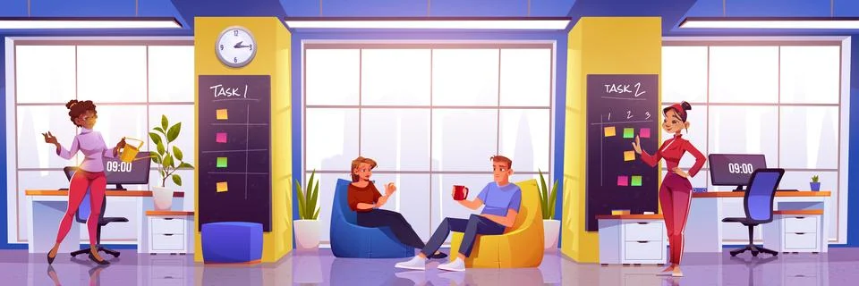 Modern office open work space with people. 스톡 일러스트