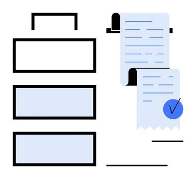 Modern Office Organization with Documents and Checklist Stock Illustration