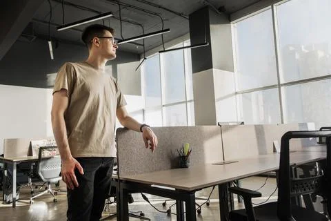 Modern Office: Portrait of Stylish Developer, Data Analysis and Creative 스톡 사진