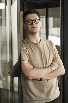 Modern Office: Portrait of Stylish Developer, Data Analysis and Creative Stockfoto's