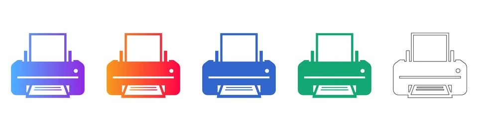 Modern Office Printer Icon Set for Business Documentation Stock Illustration
