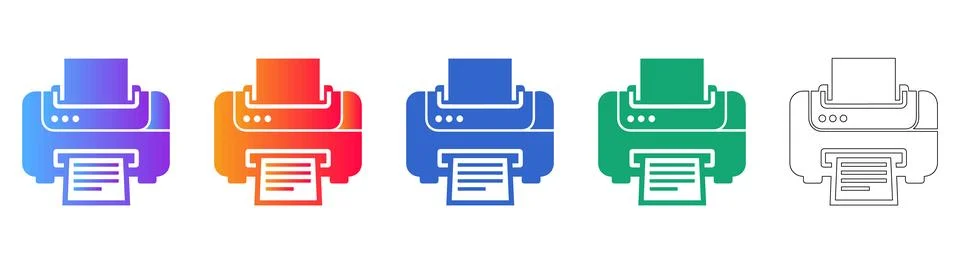 Modern Office Printer Vector Icon Set Illustrazione stock