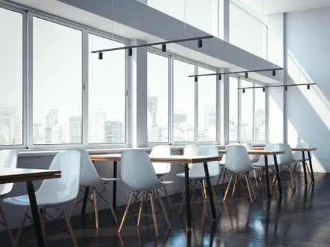 Modern office restaurant. 3d rendering Illustrazione stock