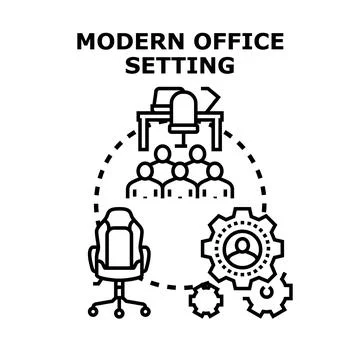 Modern office setting with business development team Stock Illustration