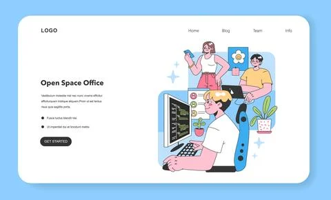 Modern office setting. Flat vector illustration. Stockillustratie