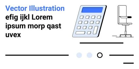 Modern Office Setup with Calculator, office Chair, and Placeholder Text for.. Stock Illustration