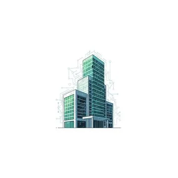 Modern office skyscraper illustration concept for architectural business Stock Illustration