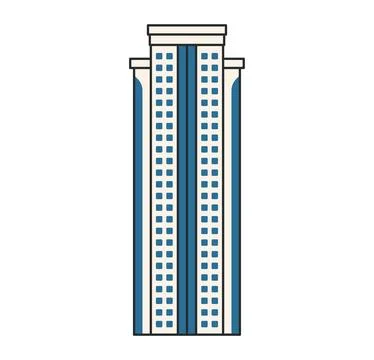 Modern office skyscraper isolated on white background. Illustration. Tall h.. Stock-Illustration
