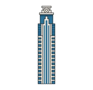Modern office skyscraper isolated on white background. Illustration. Tall h.. Stock-Illustration