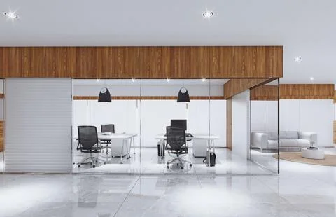 Modern office space. Work space illustration. Stock Photos