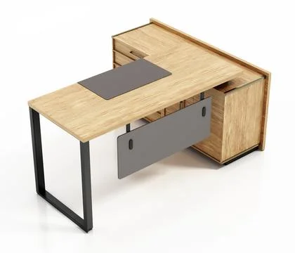Modern office table isolated on white background. 3D illustration Stock Illustration