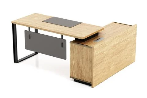 Modern office table isolated on white background. 3D illustration Stock Illustration