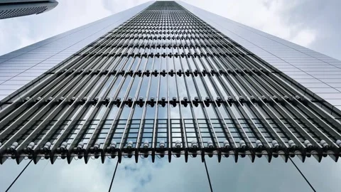 Modern office tower facade perspective, Madrid, Spain Stock Footage 342207871