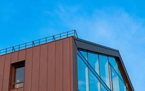 Modern office triangle shape building urban down town architecture outdoor .. Stock Photos